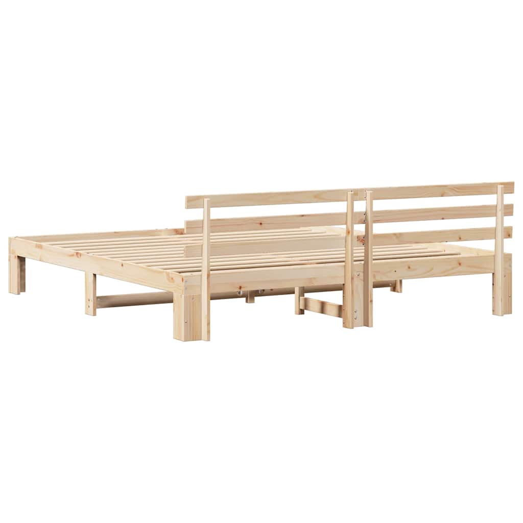 Bed Frame with Headboard Natural 180 x 200 cm Solid Pine Wood