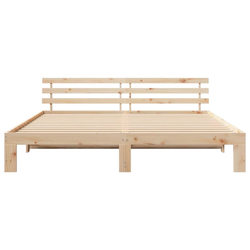 Bed Frame with Headboard Natural 180 x 200 cm Solid Pine Wood