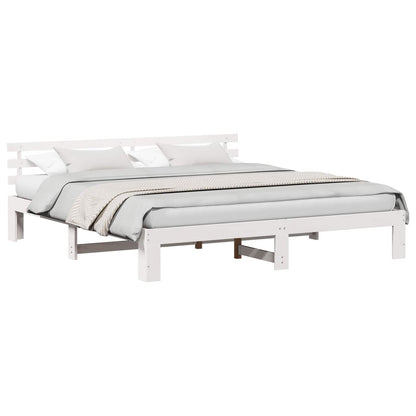 Bed Frame with Headboard White 180 x 200 cm Solid Pine Wood