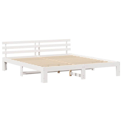 Bed Frame with Headboard White 180 x 200 cm Solid Pine Wood