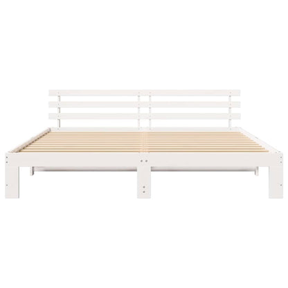 Bed Frame with Headboard White 180 x 200 cm Solid Pine Wood
