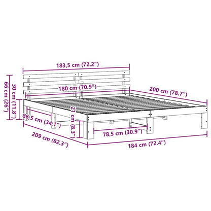 Bed Frame with Headboard White 180 x 200 cm Solid Pine Wood