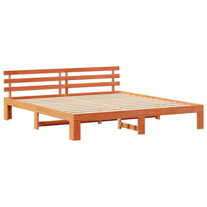 Bed Frame with Headboard Wax Brown 180 x 200 cm Solid Pine Wood