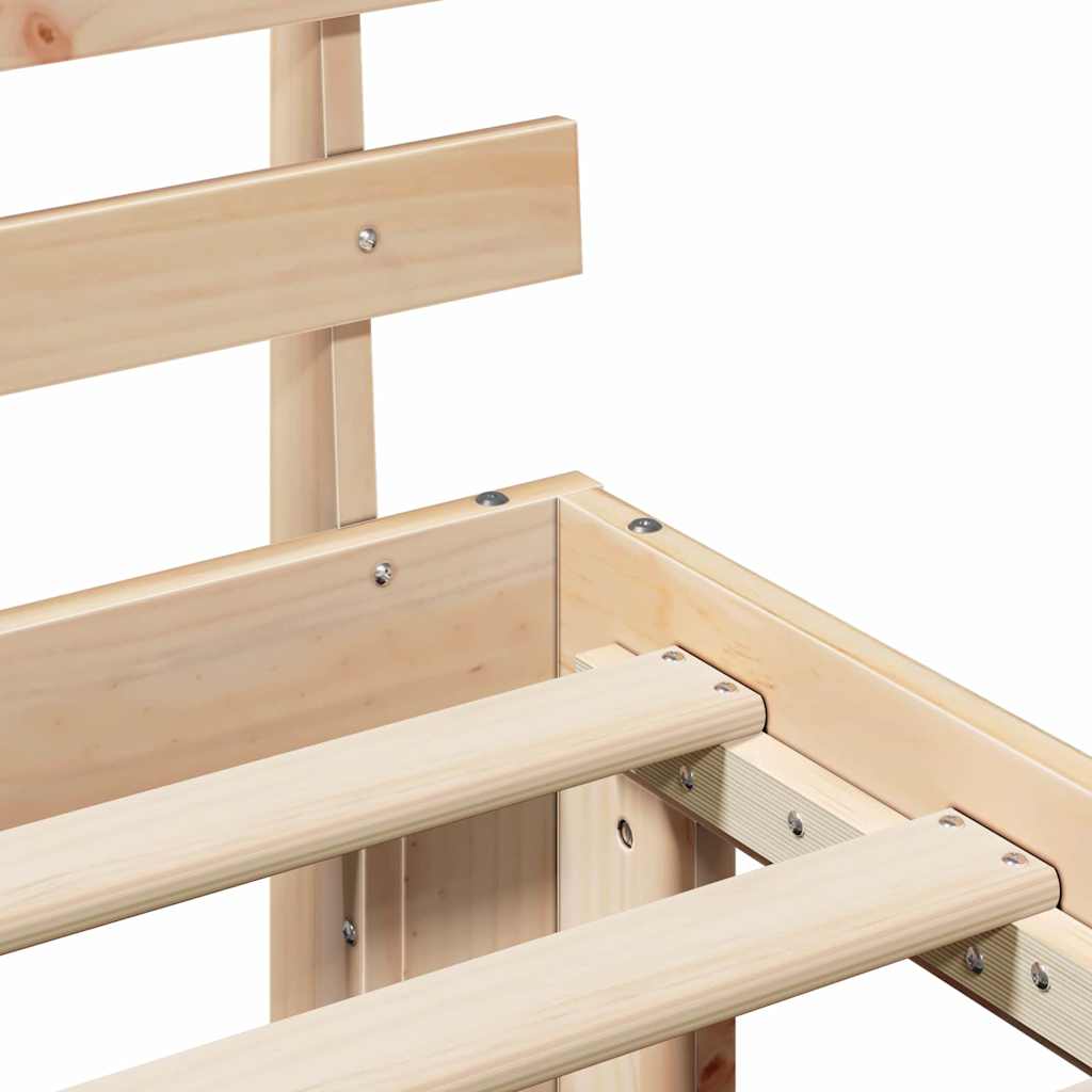 Bed Frame with Headboard Natural 160 x 200 cm Solid Pine Wood