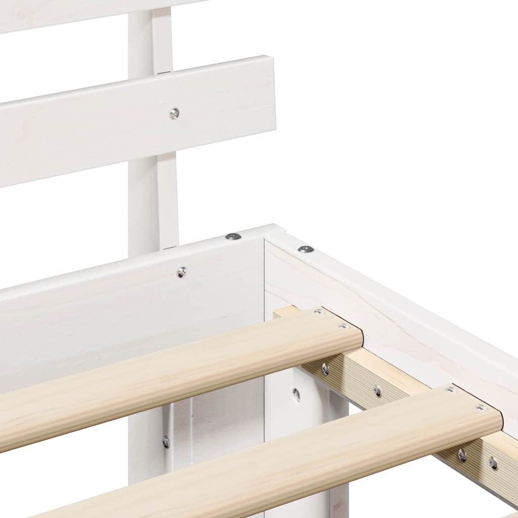 Bed Frame with Headboard White 160 x 200 cm Solid Pine Wood
