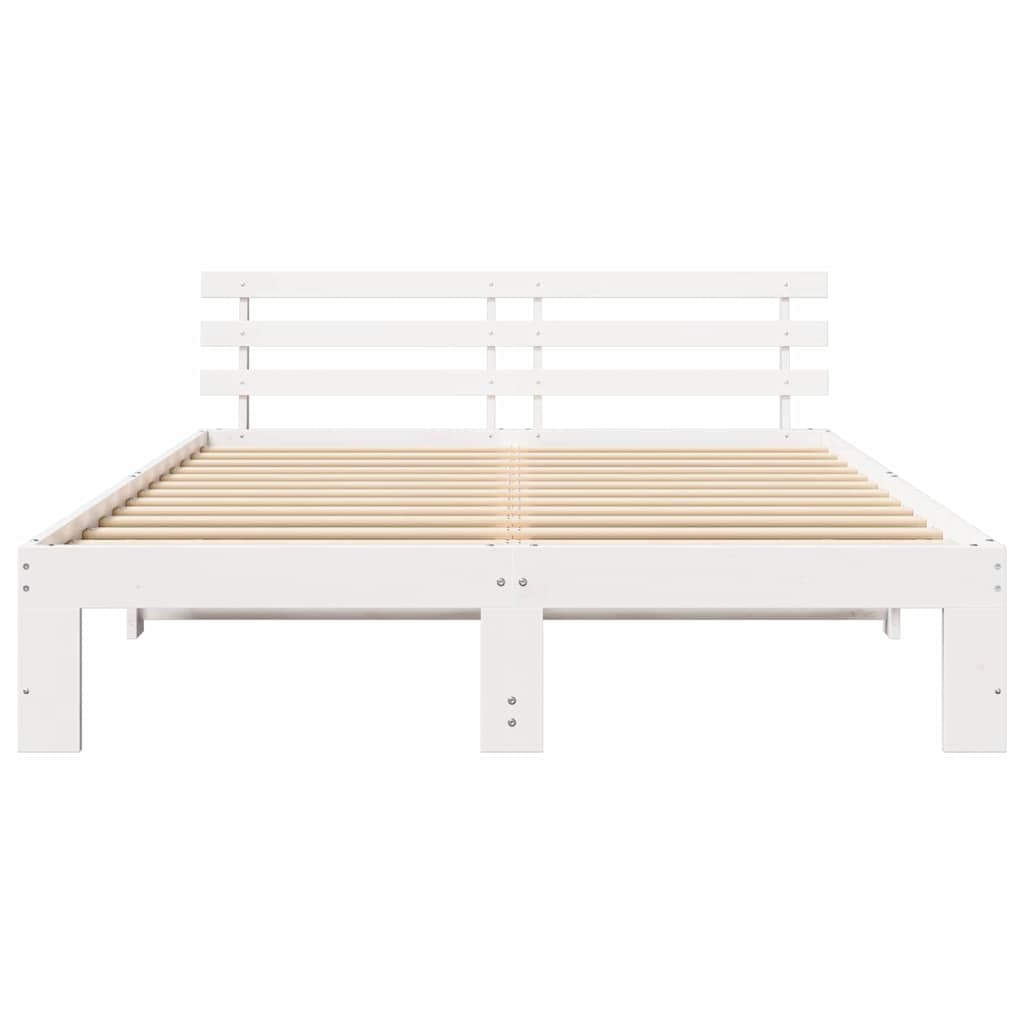 Bed Frame with Headboard White 160 x 200 cm Solid Pine Wood