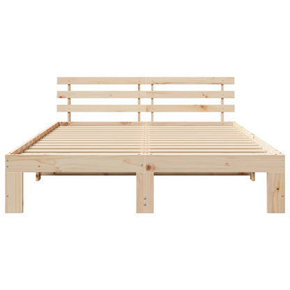 Bed Frame with Headboard Natural 150 x 200 cm Solid Pine Wood