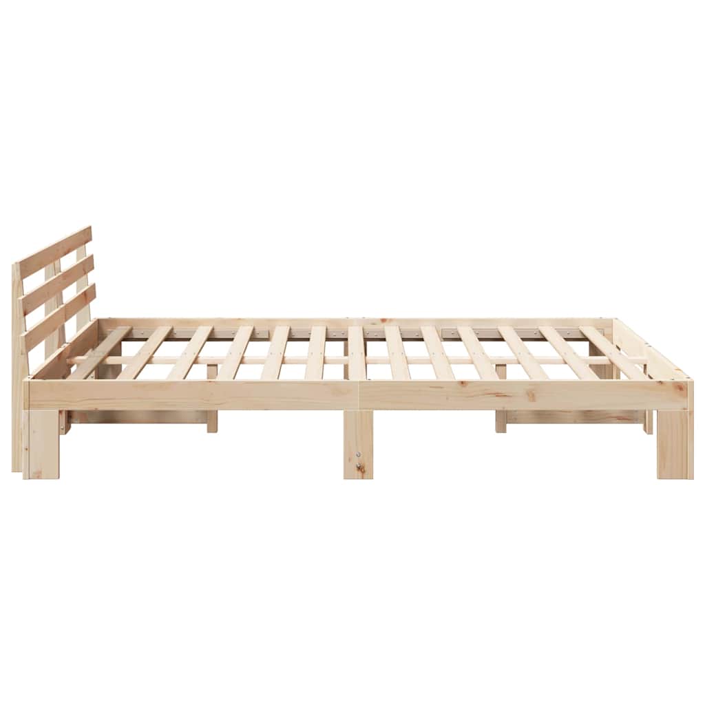 Bed Frame with Headboard Natural 150 x 200 cm Solid Pine Wood