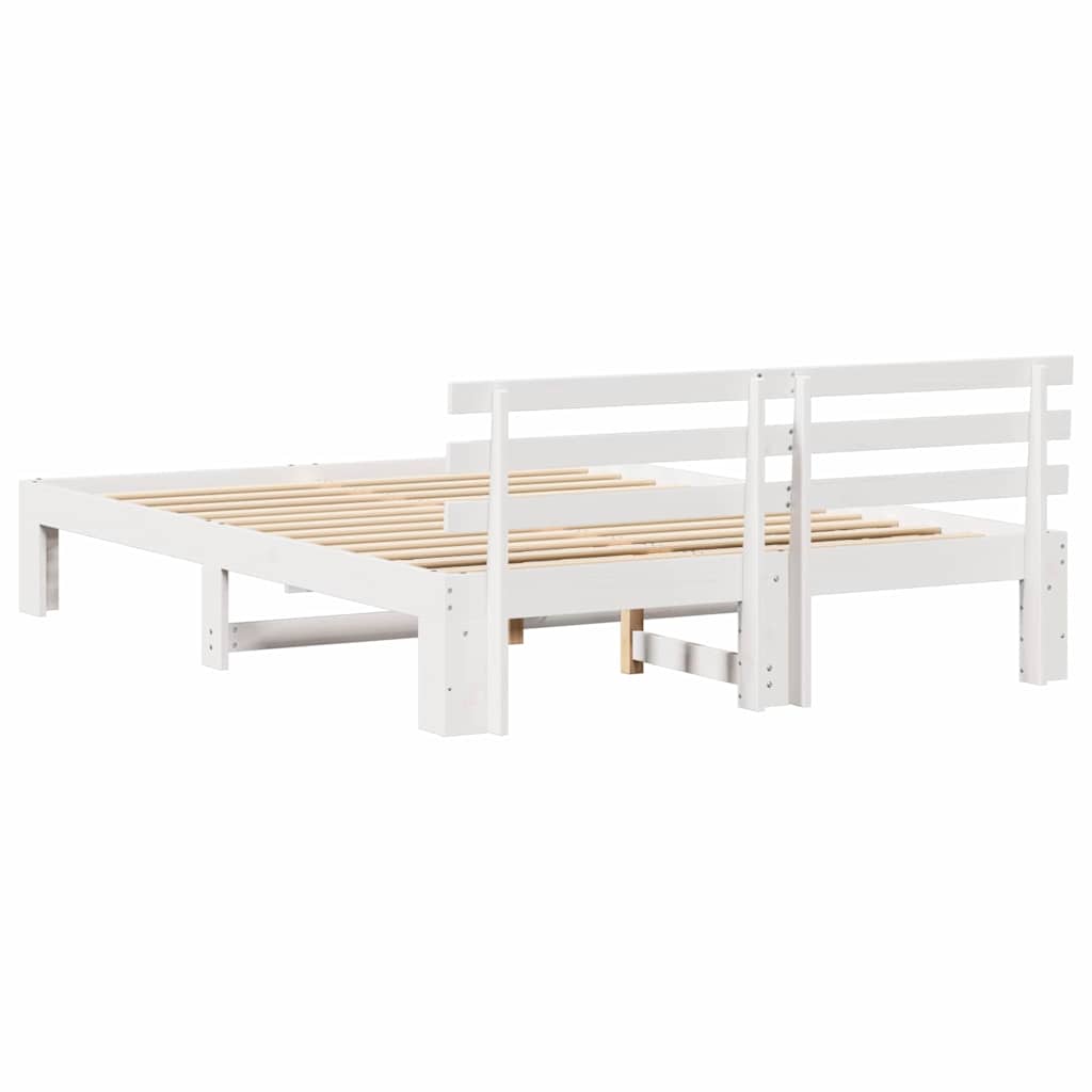 Bed Frame with Headboard White 150 x 200 cm Solid Pine Wood