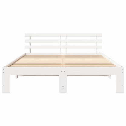 Bed Frame with Headboard White 150 x 200 cm Solid Pine Wood