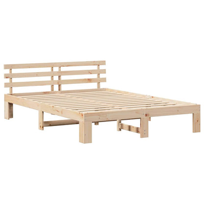 Bed Frame with Headboard Natural 140 x 200 cm Solid Pine Wood