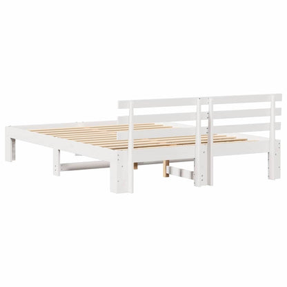 Bed Frame with Headboard White 140 x 200 cm Solid Pine Wood