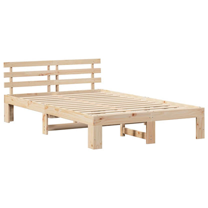 Bed Frame with Headboard Natural 120 x 200 cm Solid Pine Wood