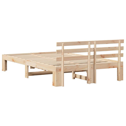 Bed Frame with Headboard Natural 120 x 200 cm Solid Pine Wood