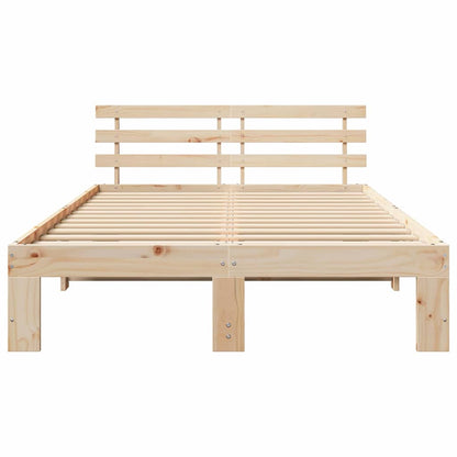 Bed Frame with Headboard Natural 120 x 200 cm Solid Pine Wood