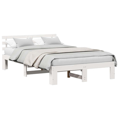 Bed Frame with Headboard White 120 x 200 cm Solid Pine Wood
