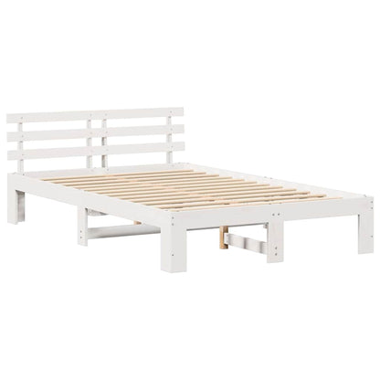 Bed Frame with Headboard White 140 x 190 cm Solid Pine Wood
