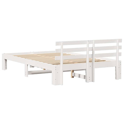 Bed Frame with Headboard White 140 x 190 cm Solid Pine Wood