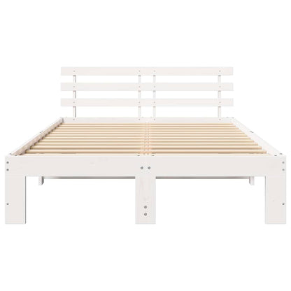Bed Frame with Headboard White 140 x 190 cm Solid Pine Wood