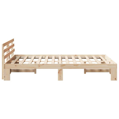 Bed Frame with Headboard Natural 135 x 190 cm Solid Pine Wood