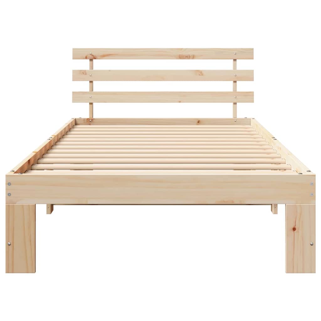 Bed Frame with Headboard Natural 90 x 200 cm Solid Pine Wood