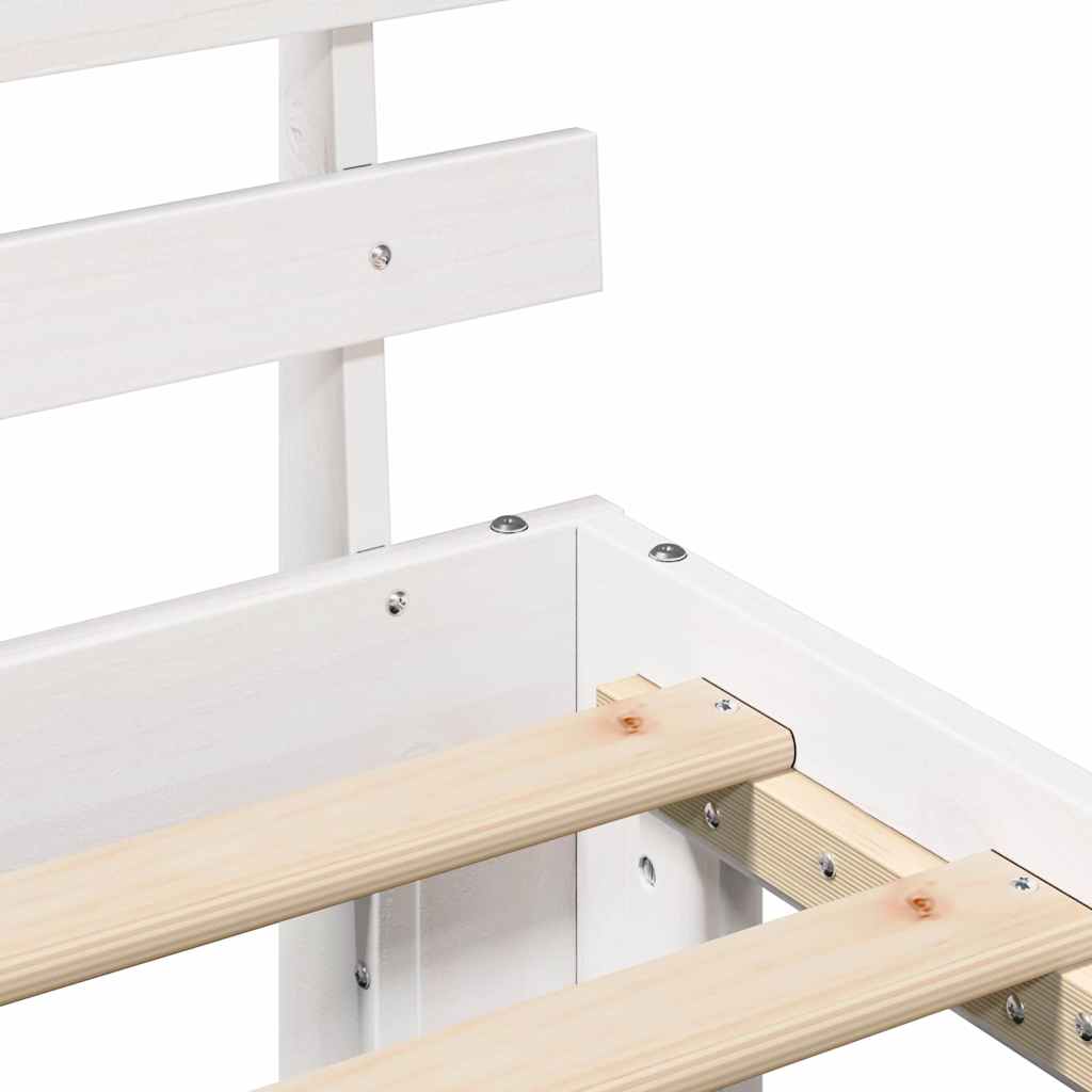 Bed Frame with Headboard White 90 x 200 cm Solid Pine Wood