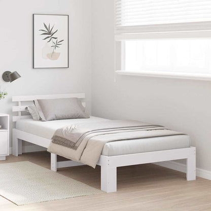 Bed Frame with Headboard White 90 x 200 cm Solid Pine Wood