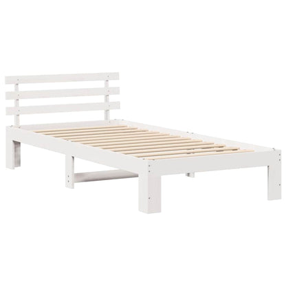 Bed Frame with Headboard White 90 x 200 cm Solid Pine Wood
