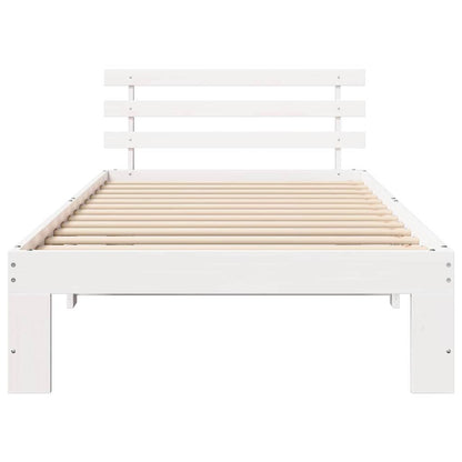 Bed Frame with Headboard White 90 x 200 cm Solid Pine Wood