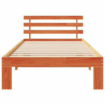 Bed Frame with Headboard Wax Brown 90 x 200 cm Solid Pine Wood