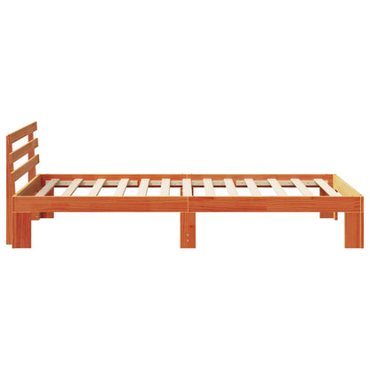 Bed Frame with Headboard Wax Brown 90 x 200 cm Solid Pine Wood