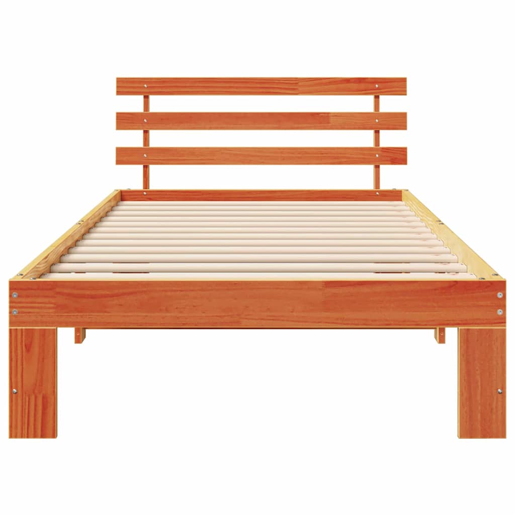 Bed Frame with Headboard Wax Brown 80 x 200 cm Solid Pine Wood