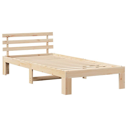 Bed Frame with Headboard Natural 90 x 190 cm Solid Pine Wood