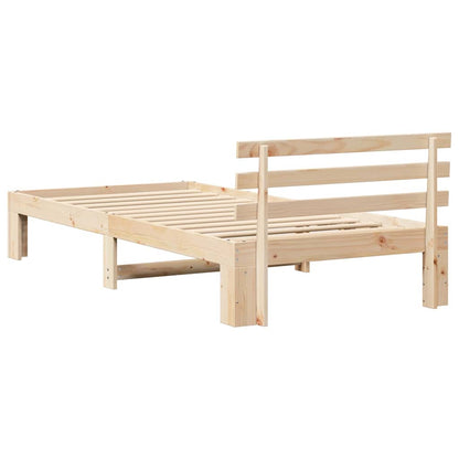 Bed Frame with Headboard Natural 90 x 190 cm Solid Pine Wood