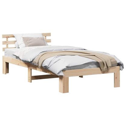 Bed Frame with Headboard Natural 75 x 190 cm Solid Pine Wood