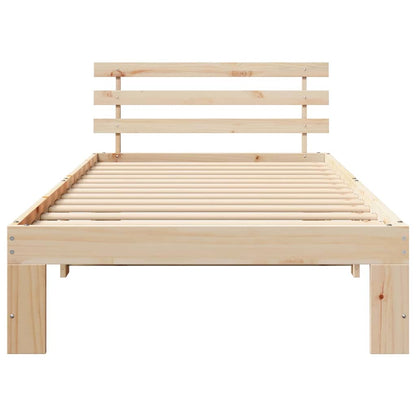 Bed Frame with Headboard Natural 75 x 190 cm Solid Pine Wood