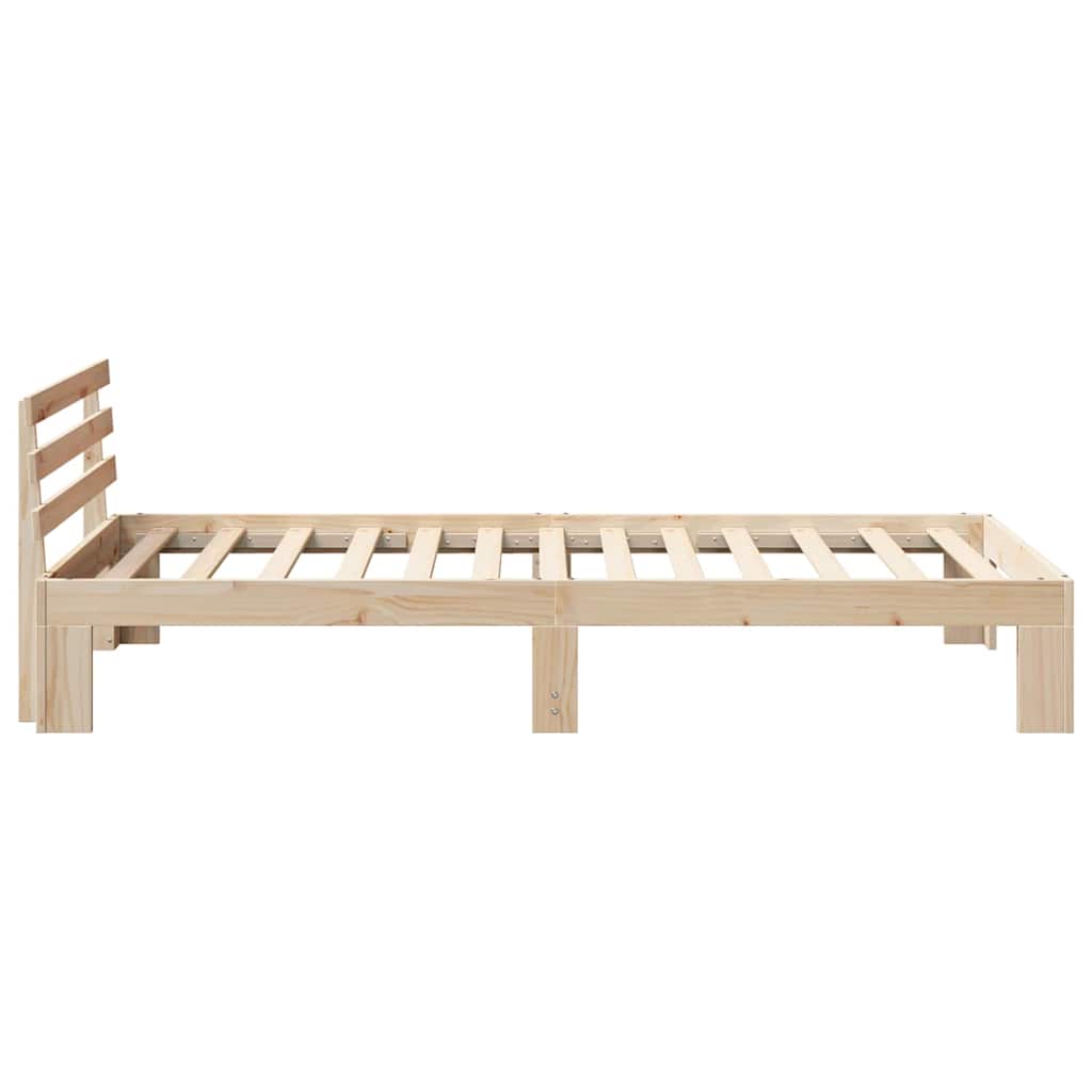 Bed Frame with Headboard Natural 75 x 190 cm Solid Pine Wood