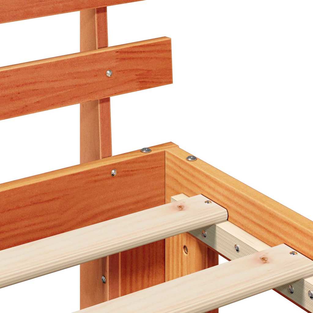 Bed Frame with Headboard Wax Brown 75 x 190 cm Solid Pine Wood