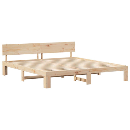 Bed Frame with Headboard Natural 180 x 200 cm Solid Pine Wood