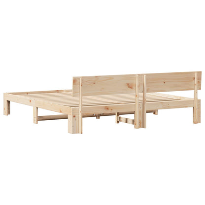 Bed Frame with Headboard Natural 180 x 200 cm Solid Pine Wood