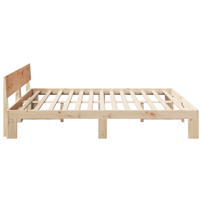 Bed Frame with Headboard Natural 180 x 200 cm Solid Pine Wood