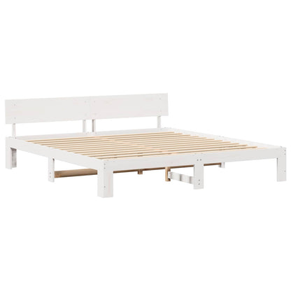 Bed Frame with Headboard White 180 x 200 cm Solid Pine Wood