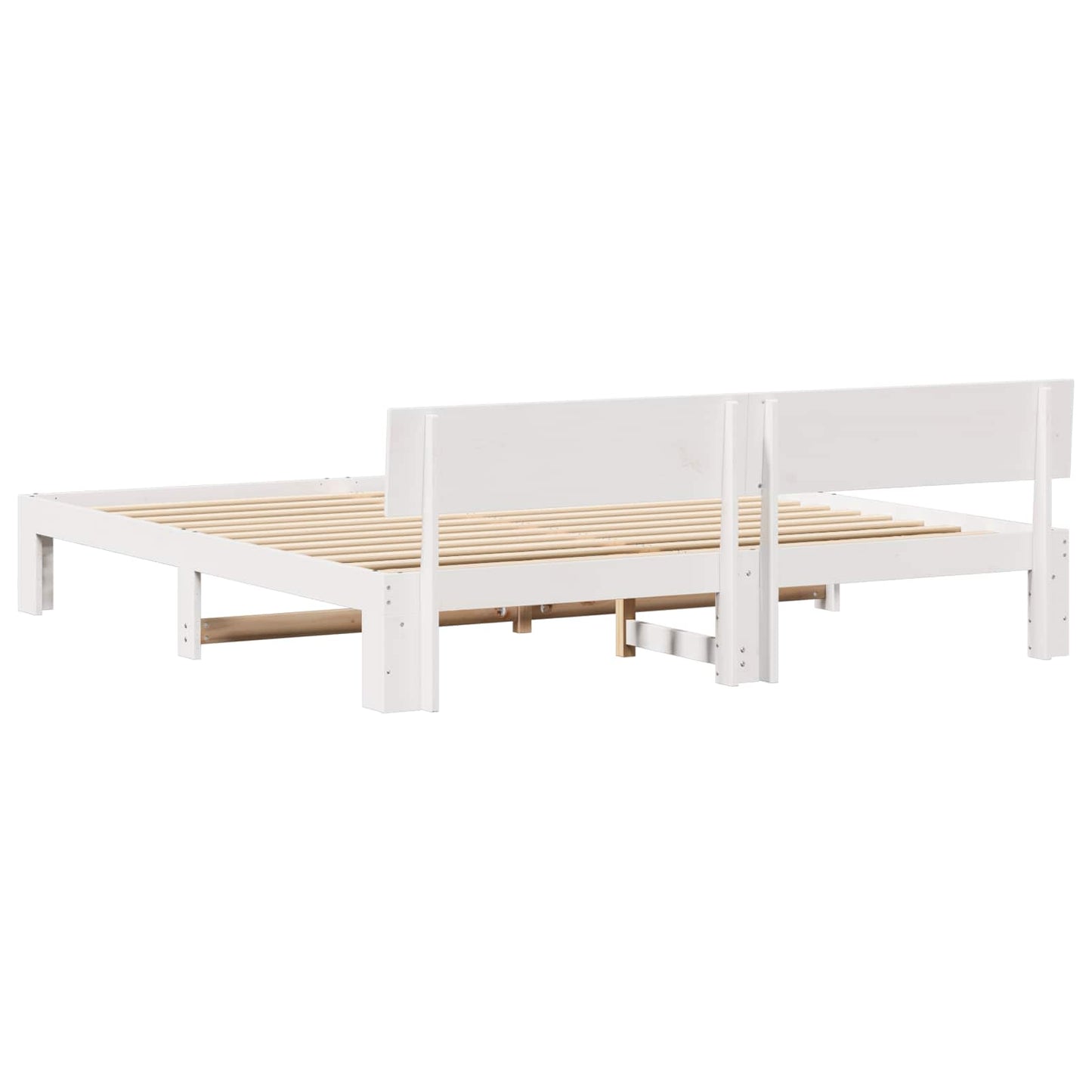 Bed Frame with Headboard White 180 x 200 cm Solid Pine Wood