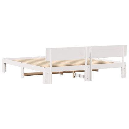 Bed Frame with Headboard White 180 x 200 cm Solid Pine Wood