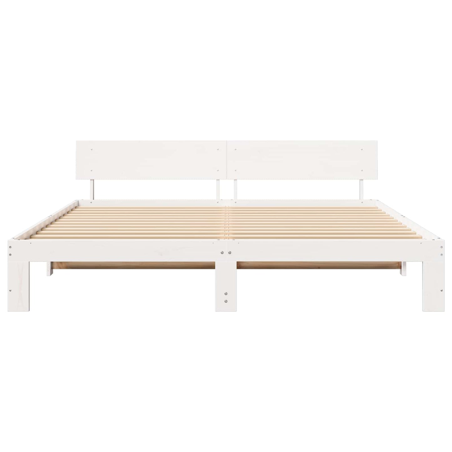 Bed Frame with Headboard White 180 x 200 cm Solid Pine Wood