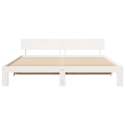 Bed Frame with Headboard White 180 x 200 cm Solid Pine Wood