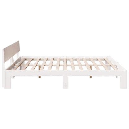 Bed Frame with Headboard White 180 x 200 cm Solid Pine Wood