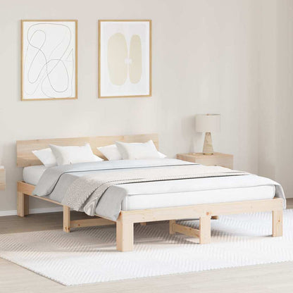 Bed Frame with Headboard Natural 160 x 200 cm Solid Pine Wood