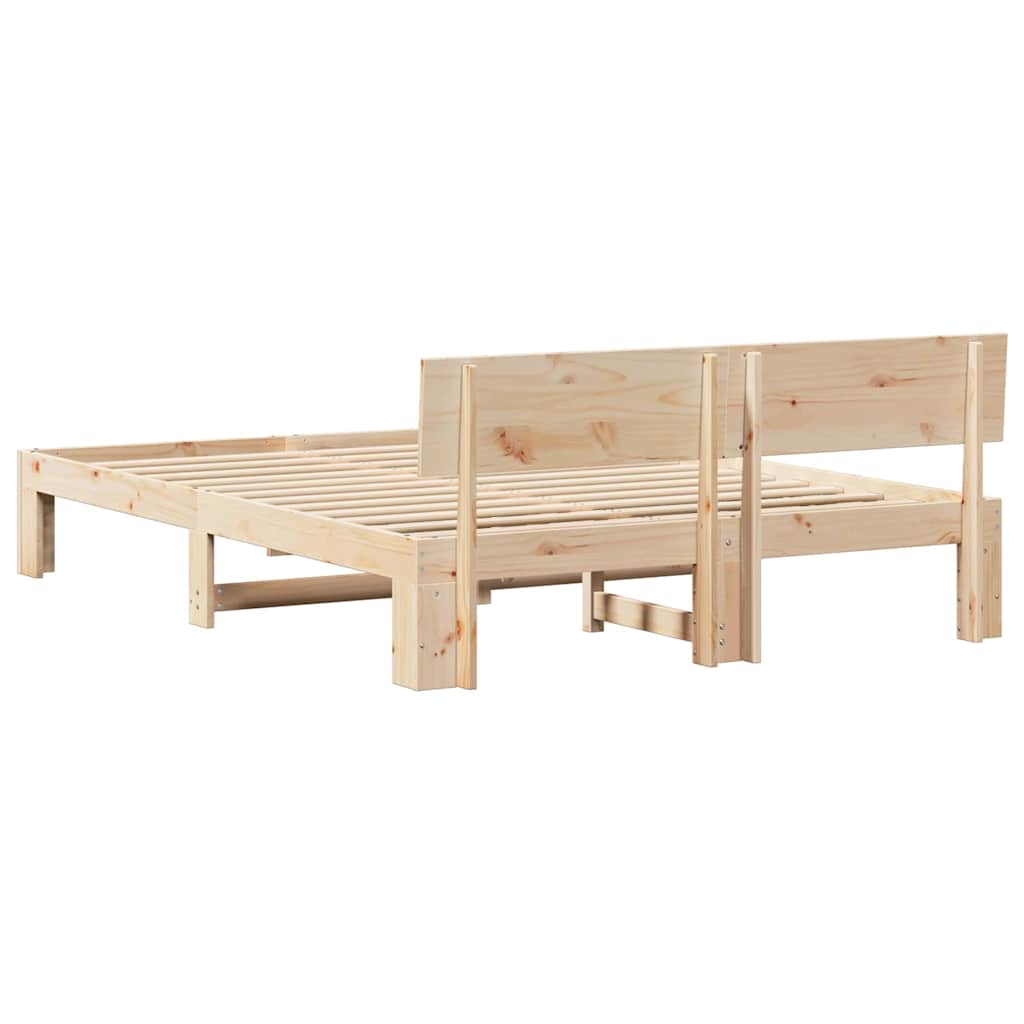 Bed Frame with Headboard Natural 160 x 200 cm Solid Pine Wood