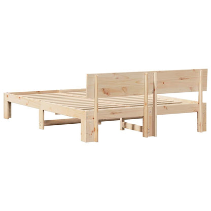 Bed Frame with Headboard Natural 160 x 200 cm Solid Pine Wood